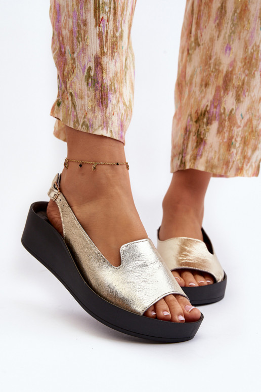 Zazoo 2893 Sandales pour femmes Peau na Épaisj PodeszÀie couleur dorée Zazoo 2893 Sandales pour femmes Peau na Épaisj PodeszÀie couleur dorée