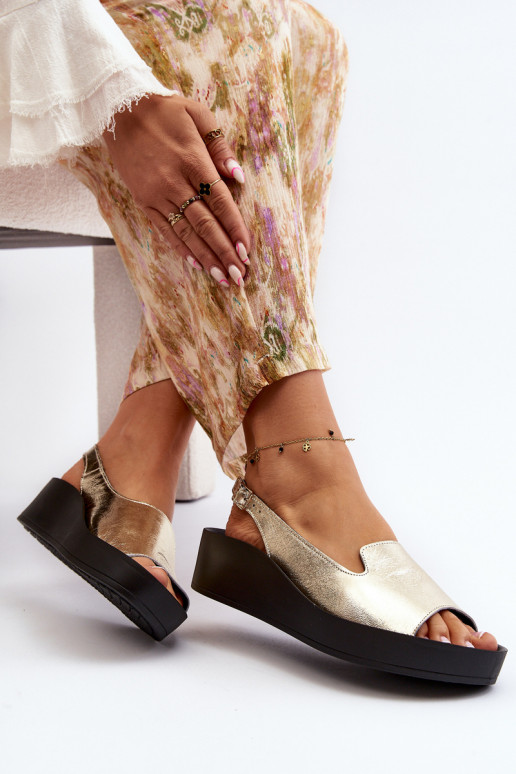 Zazoo 2893 Sandales pour femmes Peau na Épaisj PodeszÀie couleur dorée Zazoo 2893 Sandales pour femmes Peau na Épaisj PodeszÀie couleur dorée