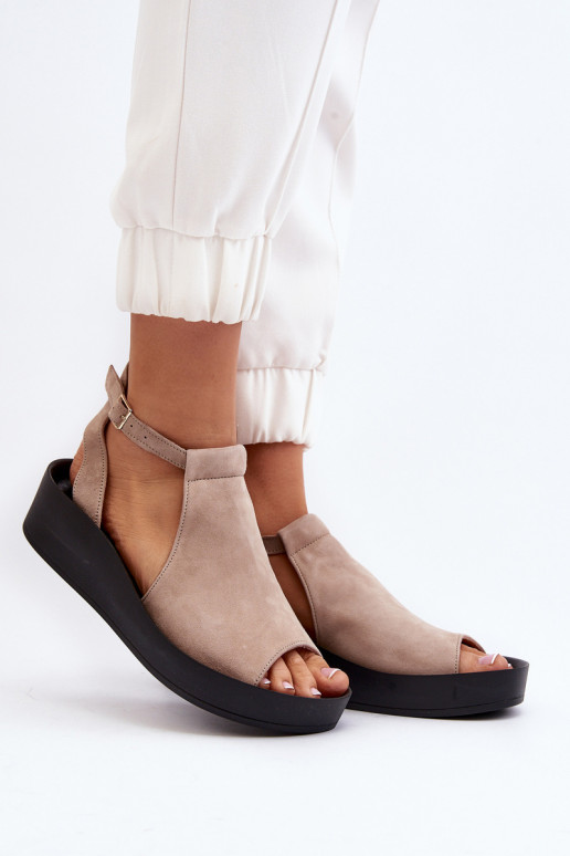 Zazoo 2914 Sandales femme en daim beige Zazoo 2914 Sandales femme en daim beige