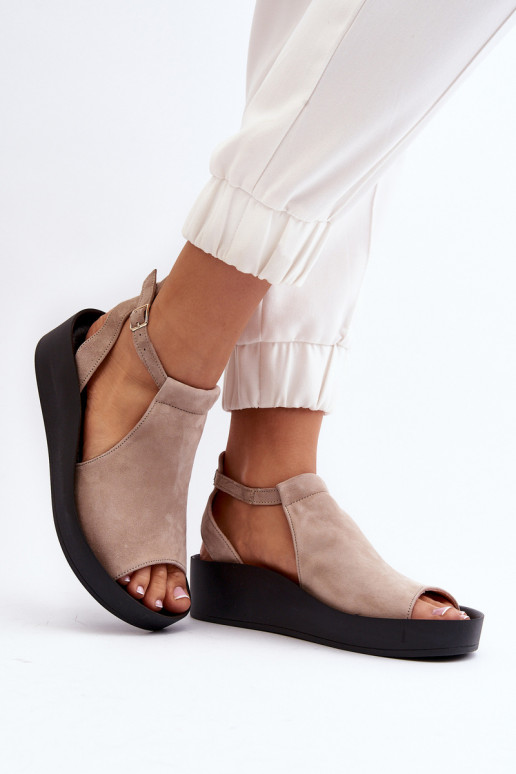 Zazoo 2914 Sandales femme en daim beige Zazoo 2914 Sandales femme en daim beige