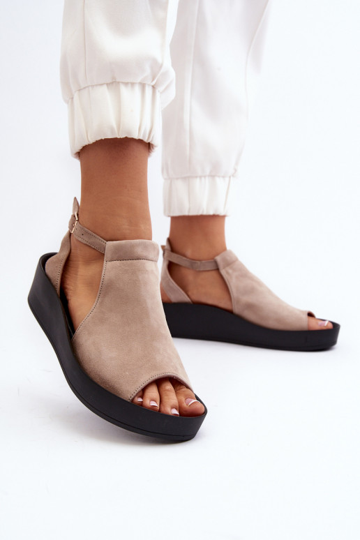 Zazoo 2914 Sandales femme en daim beige Zazoo 2914 Sandales femme en daim beige