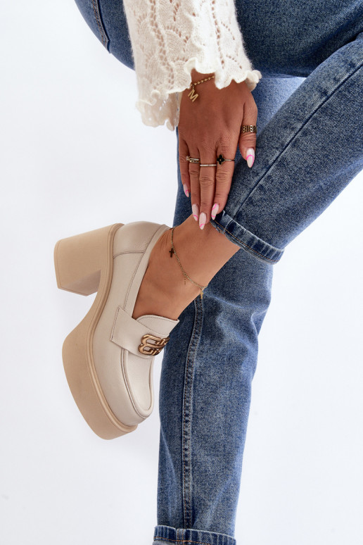 Zazoo 20170 chaussures Peau Féminin avec des talons couleur ivoire Zazoo 20170 chaussures Peau Féminin avec des talons couleur ivoire