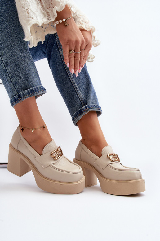 Zazoo 20170 chaussures Peau Féminin avec des talons couleur ivoire Zazoo 20170 chaussures Peau Féminin avec des talons couleur ivoire