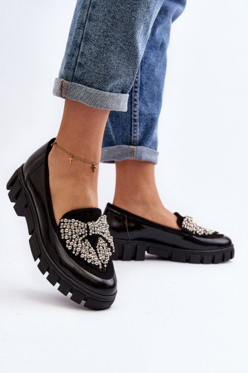 Mocassins laqués pour femmes Laura Messi 2785 noirs 2