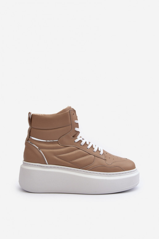 Zazoo 3392/X Féminin Peau baskets avec une plateforme beige Zazoo 3392/X Féminin Peau baskets avec une plateforme beige