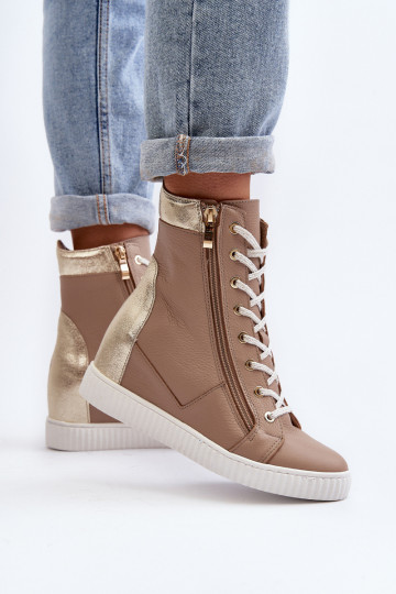 Zazoo 3081 Peau Chaussures de loisirs Sur un coin beige