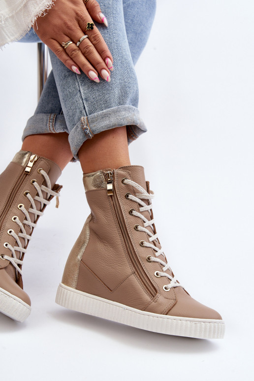 Zazoo 3081 Peau Chaussures de loisirs Sur un coin beige Zazoo 3081 Peau Chaussures de loisirs Sur un coin beige