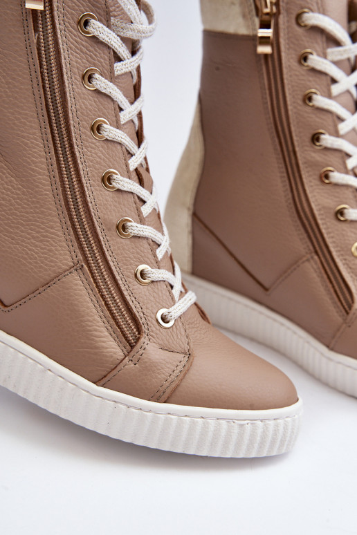 Zazoo 3081 Peau Chaussures de loisirs Sur un coin beige Zazoo 3081 Peau Chaussures de loisirs Sur un coin beige