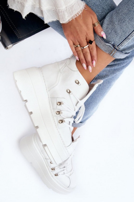 Zazoo 3416 Peau Féminin baskets couleur blanche