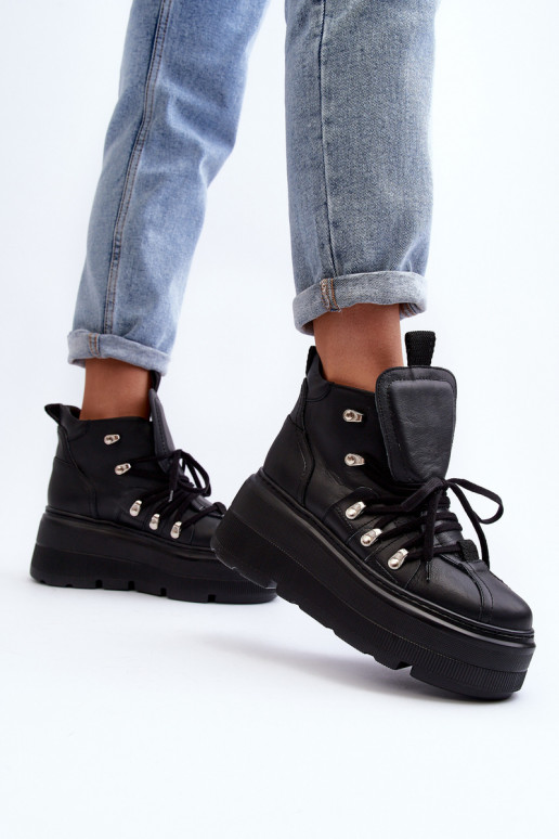 Zazoo 3416 Peau Féminin baskets couleur noire Zazoo 3416 Peau Féminin baskets couleur noire