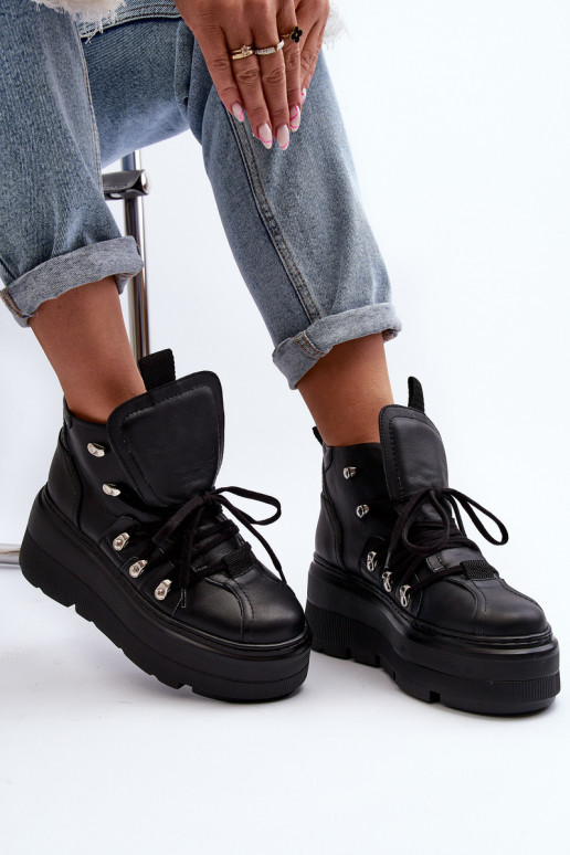 Zazoo 3416 Peau Féminin baskets couleur noire Zazoo 3416 Peau Féminin baskets couleur noire