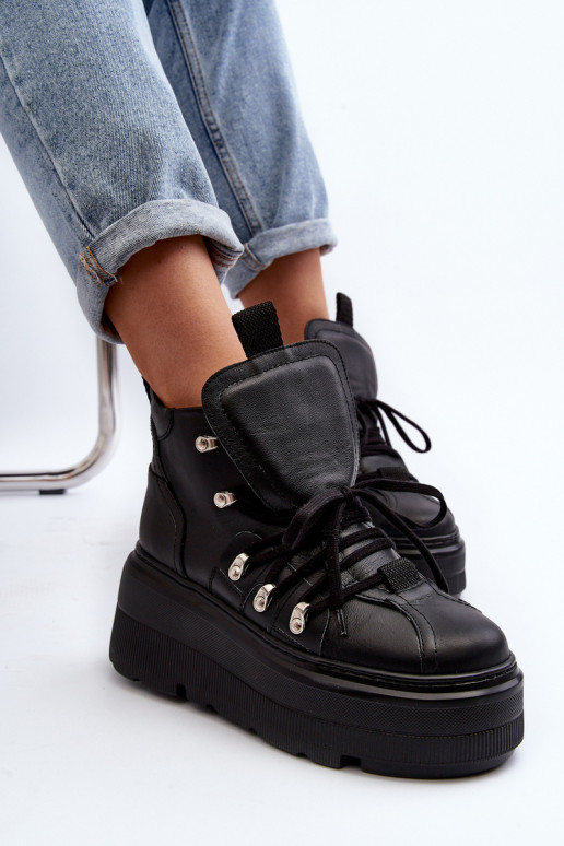 Zazoo 3416 Peau Féminin baskets couleur noire Zazoo 3416 Peau Féminin baskets couleur noire