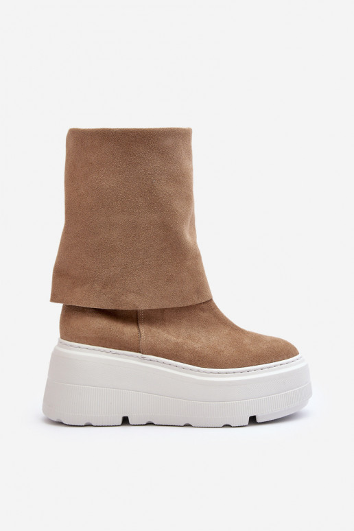 Zazoo 3410 en daim Féminin Bottes avec une plateforme beige Zazoo 3410 en daim Féminin Bottes avec une plateforme beige