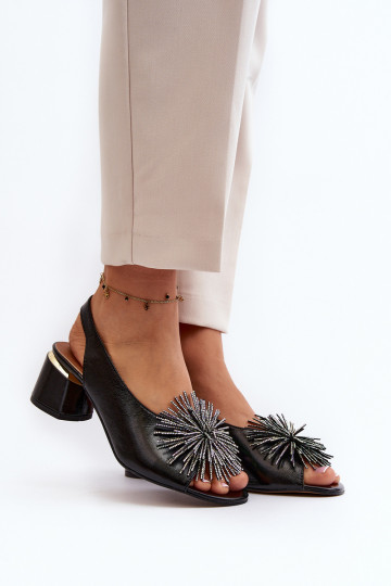 Sandales pour femmes avec ornements Laura Messi 2719 noires 2