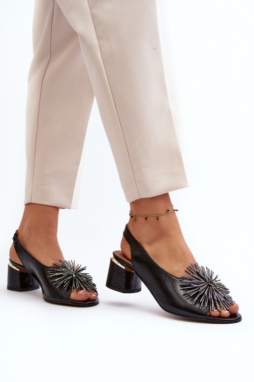 Sandales pour femmes avec des ornements Laura Messi 2719 couleur noire Sandales pour femmes avec des ornements Laura Messi 2719 couleur noire