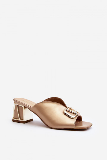 Style élégant Pantoufles pour femmes avec des talons Laura Messi 2771 couleur dorée