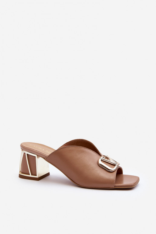 Style élégant Pantoufles pour femmes avec des talons Laura Messi 2771 beige