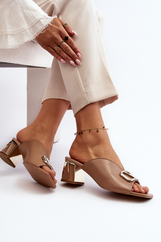 Style élégant Pantoufles pour femmes avec des talons Laura Messi 2771 beige