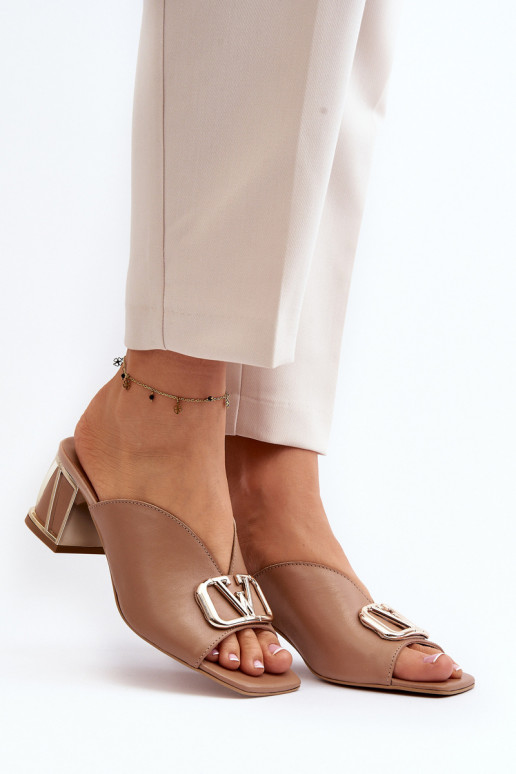 Style élégant Pantoufles pour femmes avec des talons Laura Messi 2771 beige