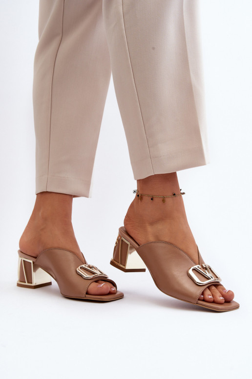 Style élégant Pantoufles pour femmes avec des talons Laura Messi 2771 beige