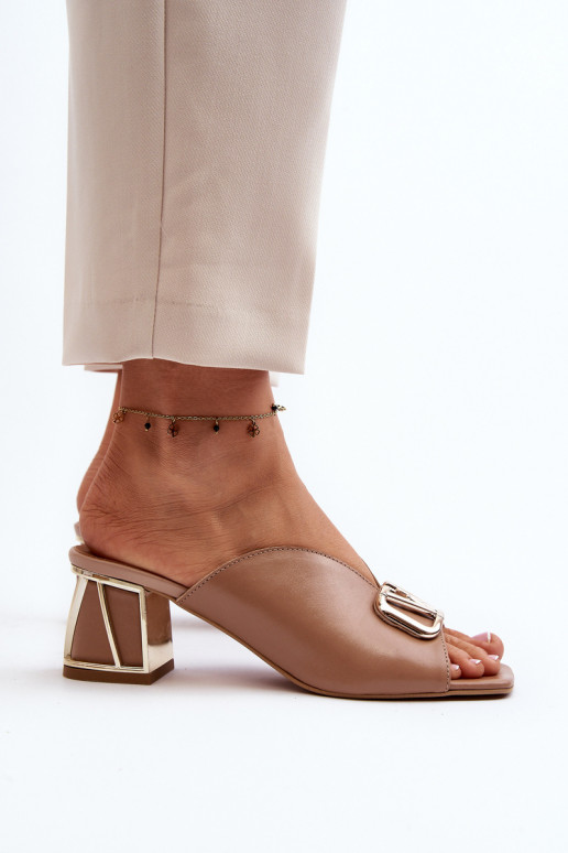 Style élégant Pantoufles pour femmes avec des talons Laura Messi 2771 beige