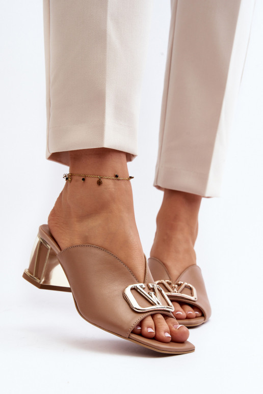 Style élégant Pantoufles pour femmes avec des talons Laura Messi 2771 beige