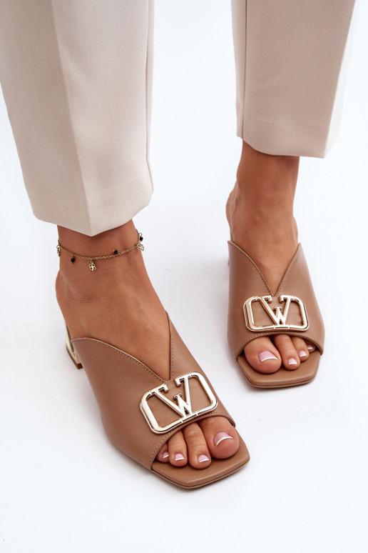 Style élégant Pantoufles pour femmes avec des talons Laura Messi 2771 beige