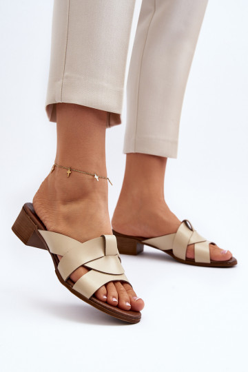 Zazoo 40236 Pantoufles en cuir Féminin Sur un talon bas beige