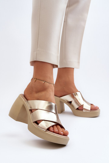 Chaussons en cuir Zazoo 40373 couleur or