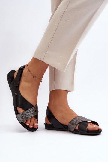 Sandales Zazoo 40141 pour femmes avec fermetures adhésives couleur noire