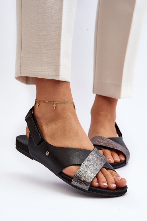 Zazoo 40141 Sandales pour femmes avec attaches adhésives couleur noire Zazoo 40141 Sandales pour femmes avec attaches adhésives couleur noire