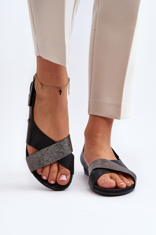 Zazoo 40141 Sandales pour femmes avec attaches adhésives couleur noire Zazoo 40141 Sandales pour femmes avec attaches adhésives couleur noire