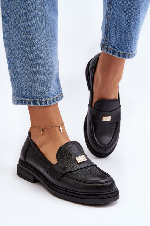 Zazoo 20165 Peau mocassins pour femmes couleur noire Zazoo 20165 Peau mocassins pour femmes couleur noire