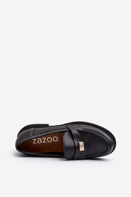 Zazoo 20165 Peau mocassins pour femmes couleur noire Zazoo 20165 Peau mocassins pour femmes couleur noire
