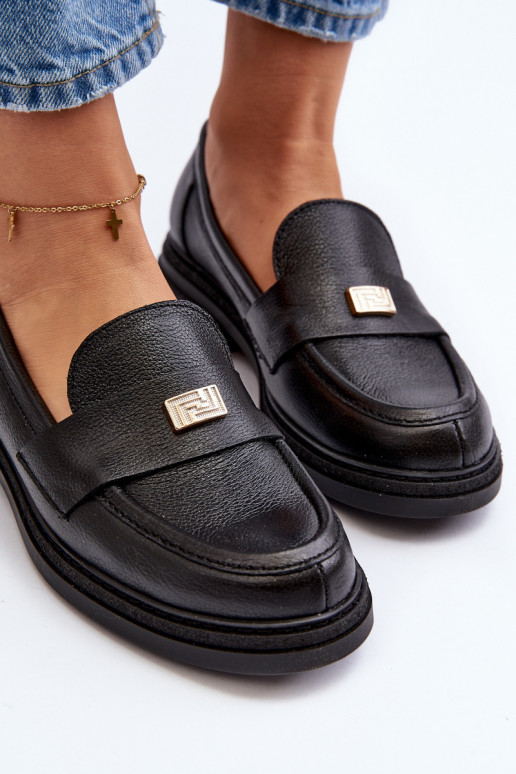 Zazoo 20165 Peau mocassins pour femmes couleur noire Zazoo 20165 Peau mocassins pour femmes couleur noire