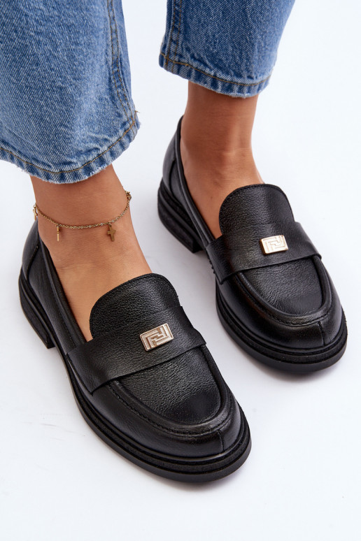 Zazoo 20165 Peau mocassins pour femmes couleur noire Zazoo 20165 Peau mocassins pour femmes couleur noire