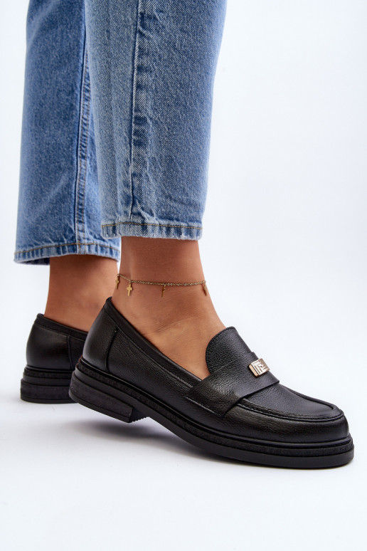 Zazoo 20165 Peau mocassins pour femmes couleur noire Zazoo 20165 Peau mocassins pour femmes couleur noire