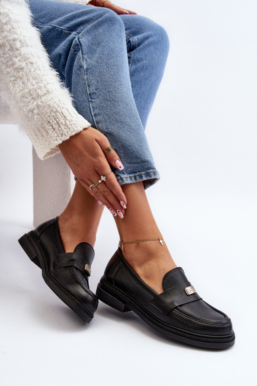 Zazoo 20165 Peau mocassins pour femmes couleur noire Zazoo 20165 Peau mocassins pour femmes couleur noire