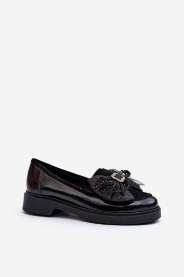 Mocassins vernis pour femmes avec nœuds Laura Messi 2786 couleur noire