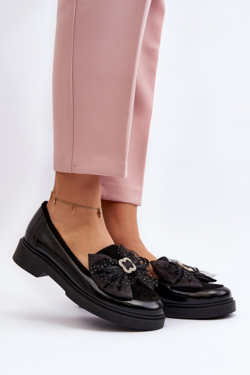 Mocassins vernis pour femmes avec nœuds Laura Messi 2786 couleur noire 2