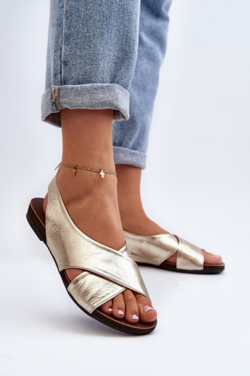 Sandales en cuir pour femmes Zazoo 40407 couleur or