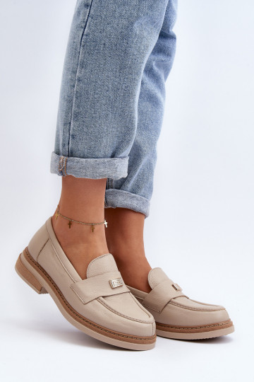 Mocassins en cuir pour femmes Zazoo 20165 couleur sable 2