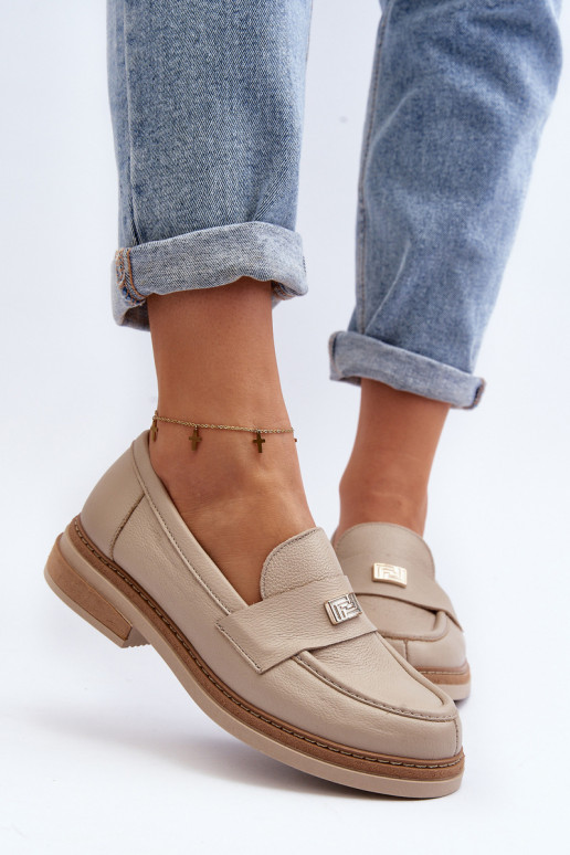 Zazoo 20165 Peau mocassins pour femmes beige Zazoo 20165 Peau mocassins pour femmes beige