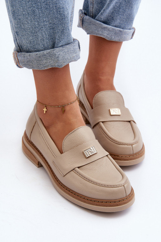 Zazoo 20165 Peau mocassins pour femmes beige Zazoo 20165 Peau mocassins pour femmes beige