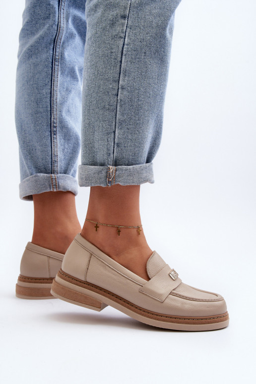 Zazoo 20165 Peau mocassins pour femmes beige Zazoo 20165 Peau mocassins pour femmes beige