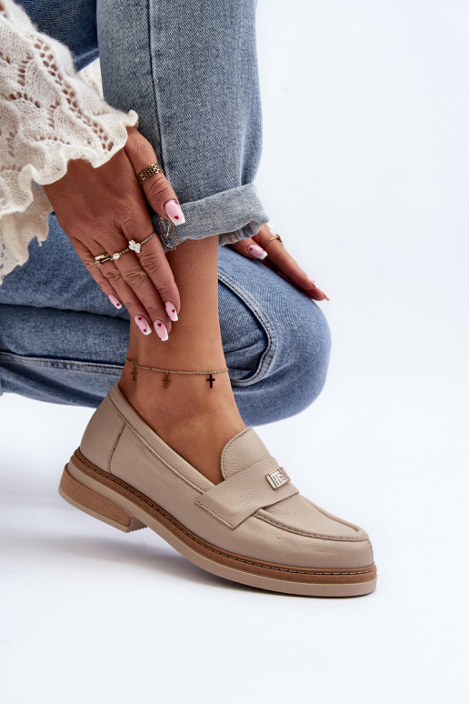 Zazoo 20165 Peau mocassins pour femmes beige Zazoo 20165 Peau mocassins pour femmes beige