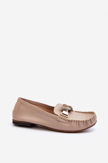 Mocassins en cuir avec ornements Laura Messi 2761 couleur sable