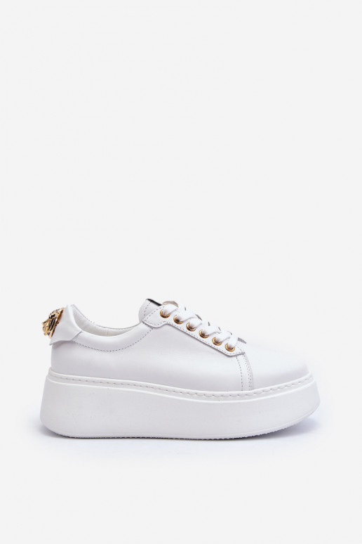 Féminin Peau Chaussures modèle baskets avec une plateforme CheBello 4367 couleur blanche
