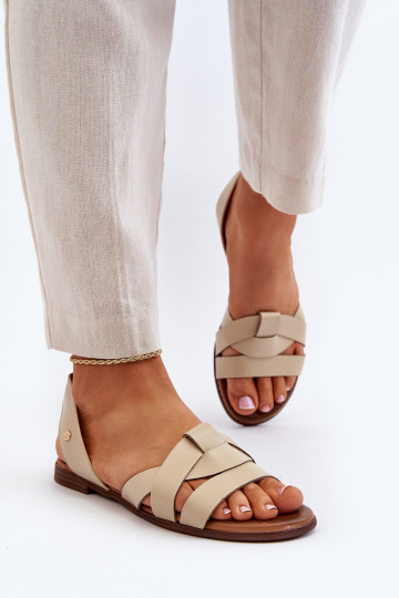 Chaussons en cuir confortables Zazoo 40185 couleur sable