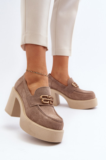 Chaussures en daim à talons Zazoo 20170 couleur sable